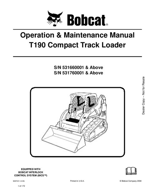 bobcat t190 track loader|t190 bobcat manual.